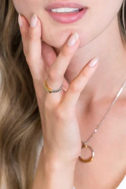 Zinzi zilveren ring gourmet schakel 14K geel verguld staafje ZIR2198