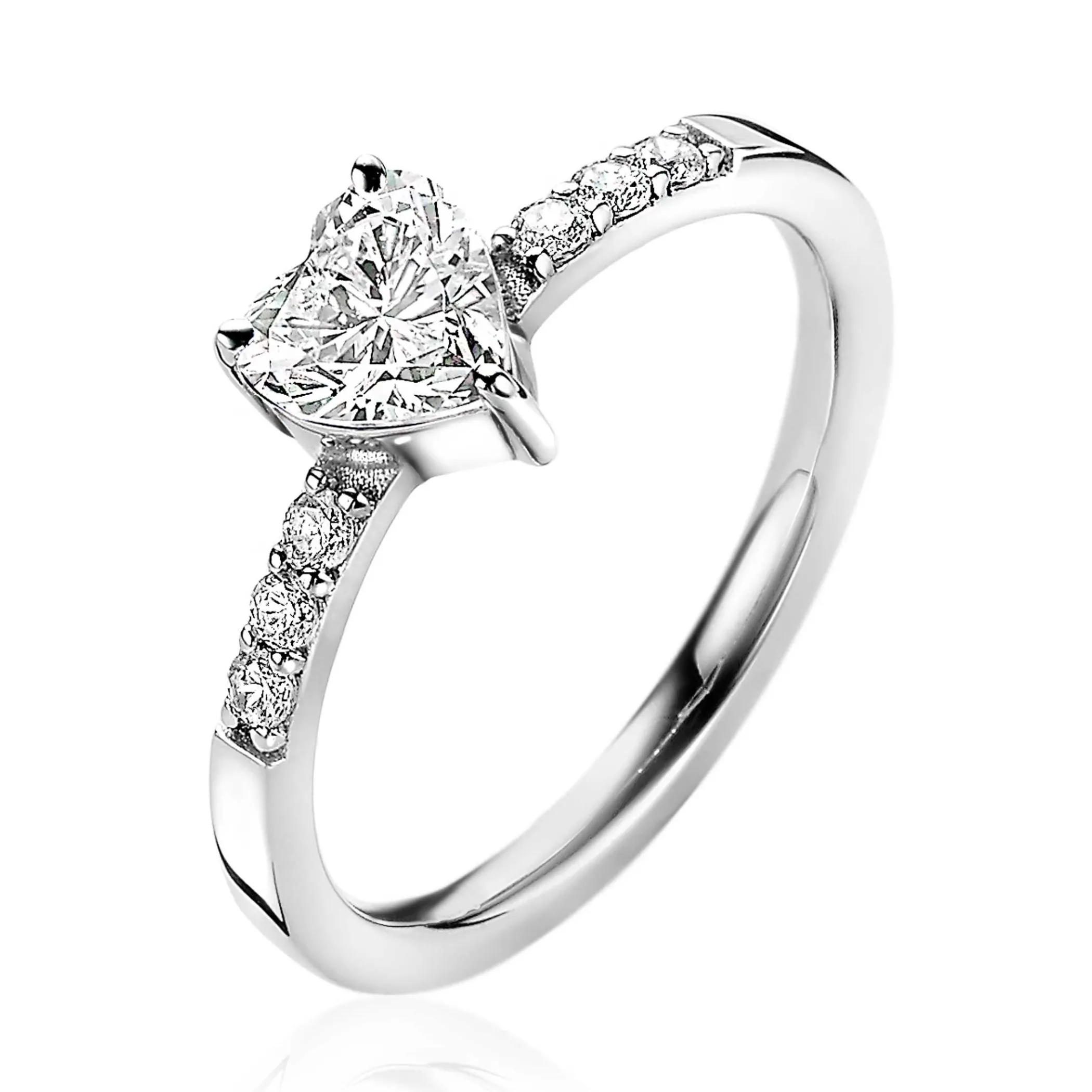 Zinzi zilveren ring hart witte zirconia ZIR2134