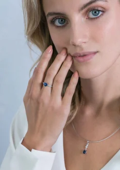 Best Zinzi zilveren ring hart saffierblauw en witte zirconia's ZIR2134B