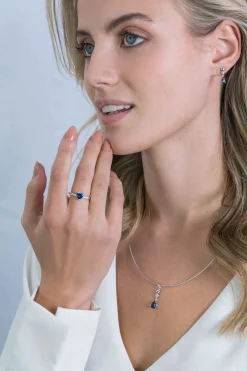 Best Zinzi zilveren ring hart saffierblauw en witte zirconia's ZIR2134B
