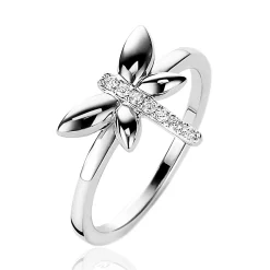 Online Zinzi zilveren ring libelle wit 12mm ZIR1887