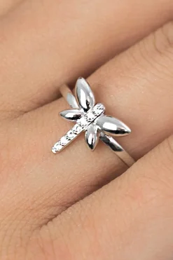 Online Zinzi zilveren ring libelle wit 12mm ZIR1887