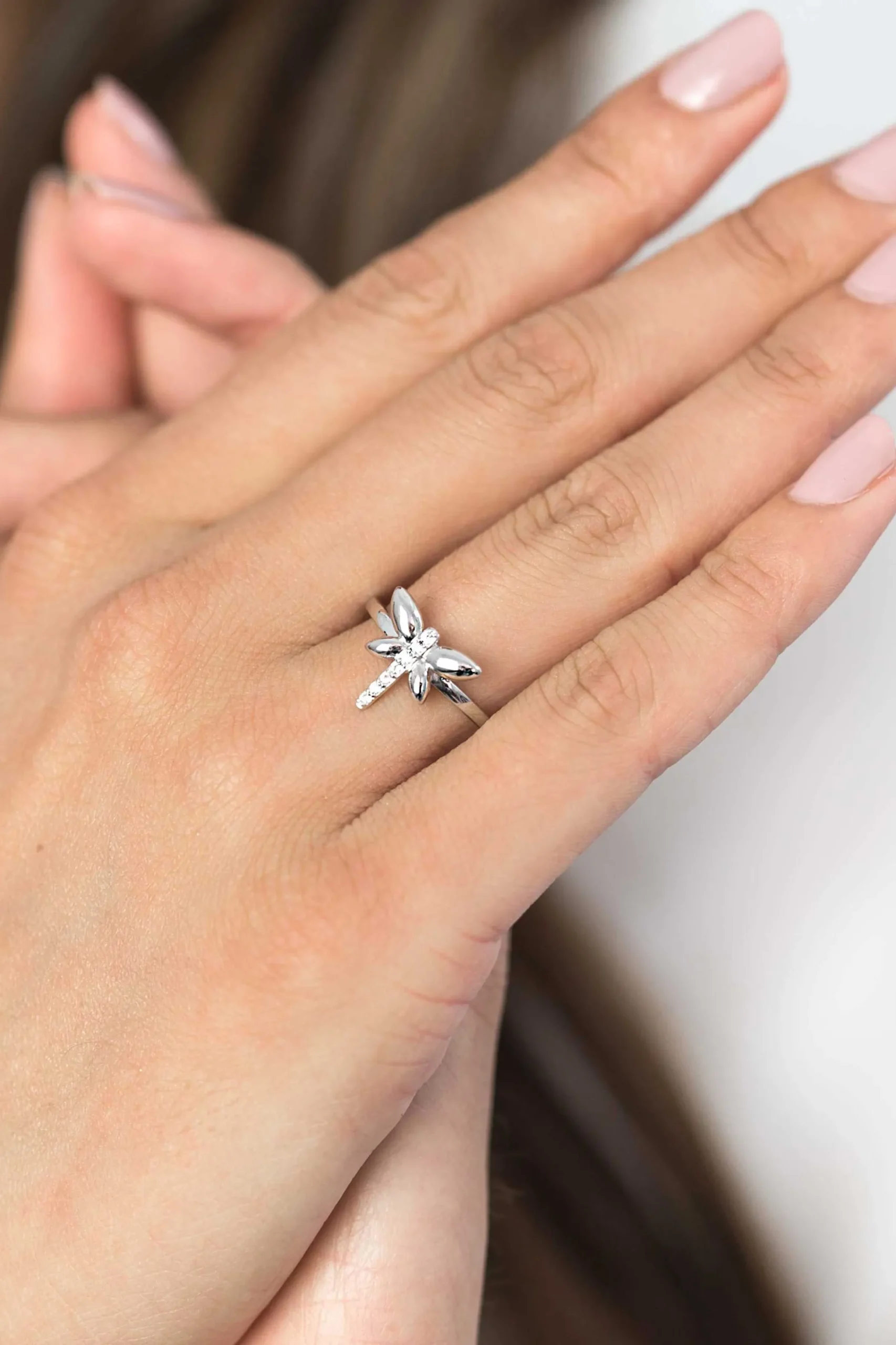 Online Zinzi zilveren ring libelle wit 12mm ZIR1887
