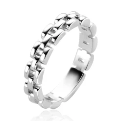 Outlet Zinzi zilveren ring met glanzende rolex-style schakels 4mm breed ZIR2556