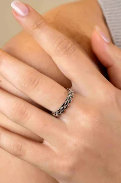 Outlet Zinzi zilveren ring met glanzende rolex-style schakels 4mm breed ZIR2556