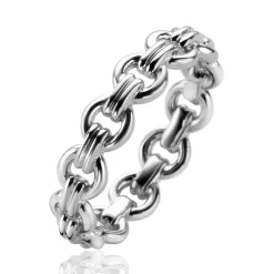 Online Zinzi zilveren ring met ronde schakels ZIR2239
