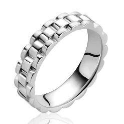 New Zinzi zilveren ring (5mm breed) rolex-style schakel glanzend en satiné ZIR2736