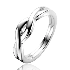 Discount Zinzi zilveren ring (6mm breed) met twee door elkaar gevlochten gladde banen ZIR2683