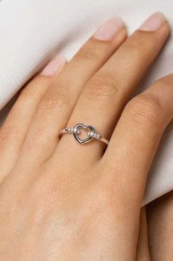 Sale Zinzi zilveren ring open hart, bezet met witte zirconia's in band ZIR1755