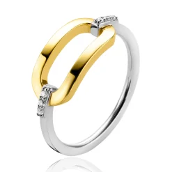 New Zinzi zilveren ring ovaalvorm met witte zirconia's ZIR2248