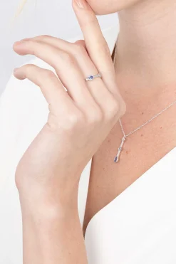 Clearance Zinzi zilveren ring rond driehoek druppel wit blauw ZIR2091