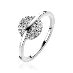 Zinzi zilveren ring rond wit ZIR1444