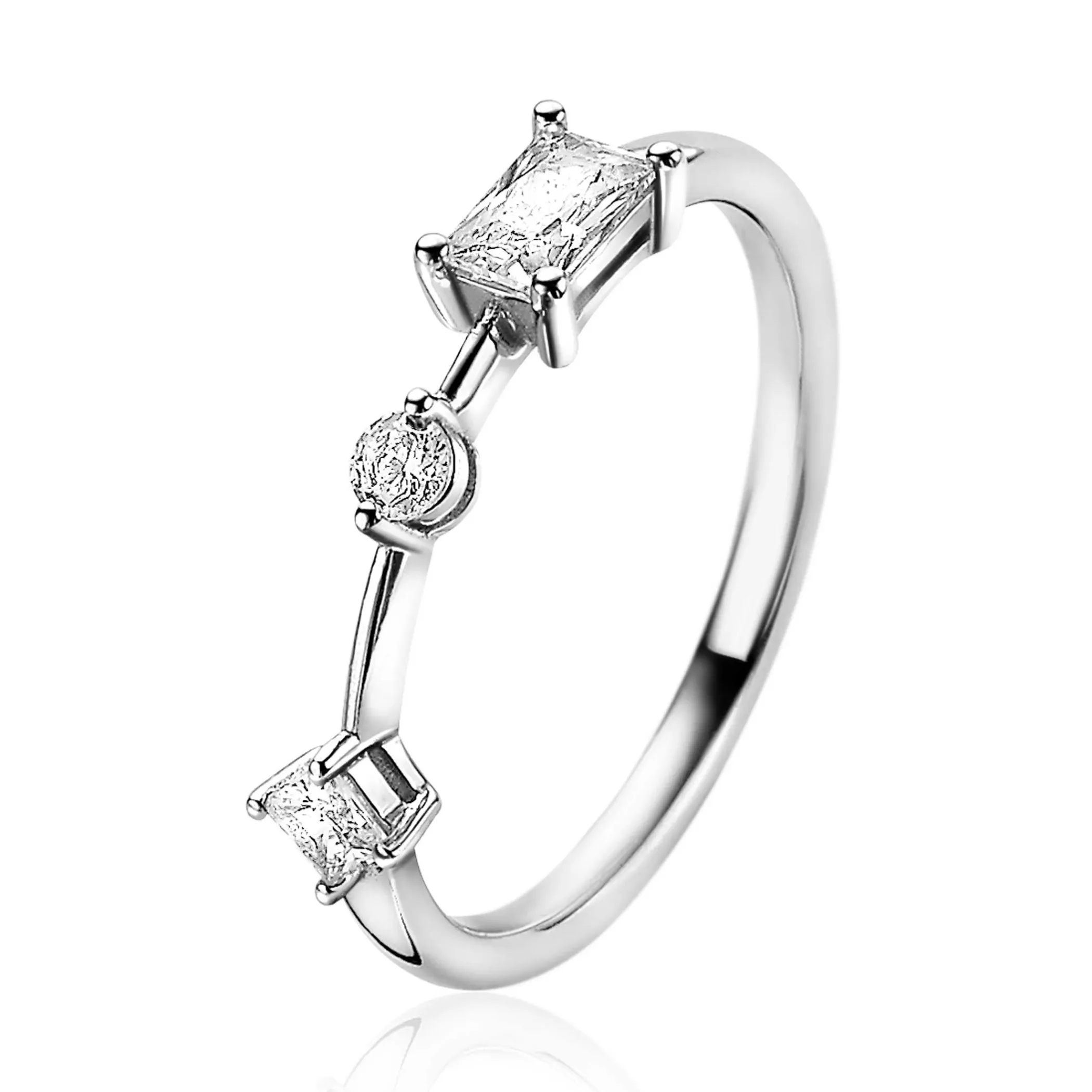 Outlet Zinzi zilveren ring rond vierkant rechthoek wit ZIR2044