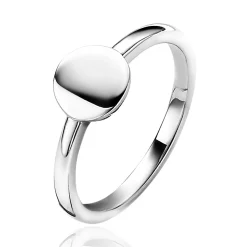 New Zinzi zilveren ring rond glanzend plaatje 8mm ZIR2220