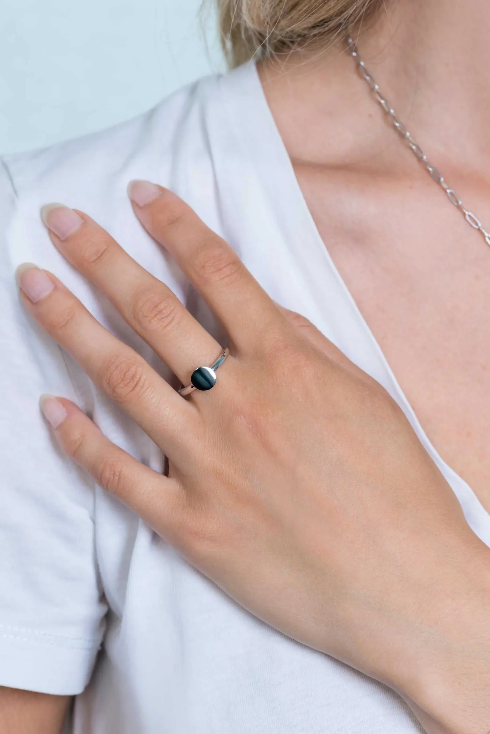 New Zinzi zilveren ring rond glanzend plaatje 8mm ZIR2220