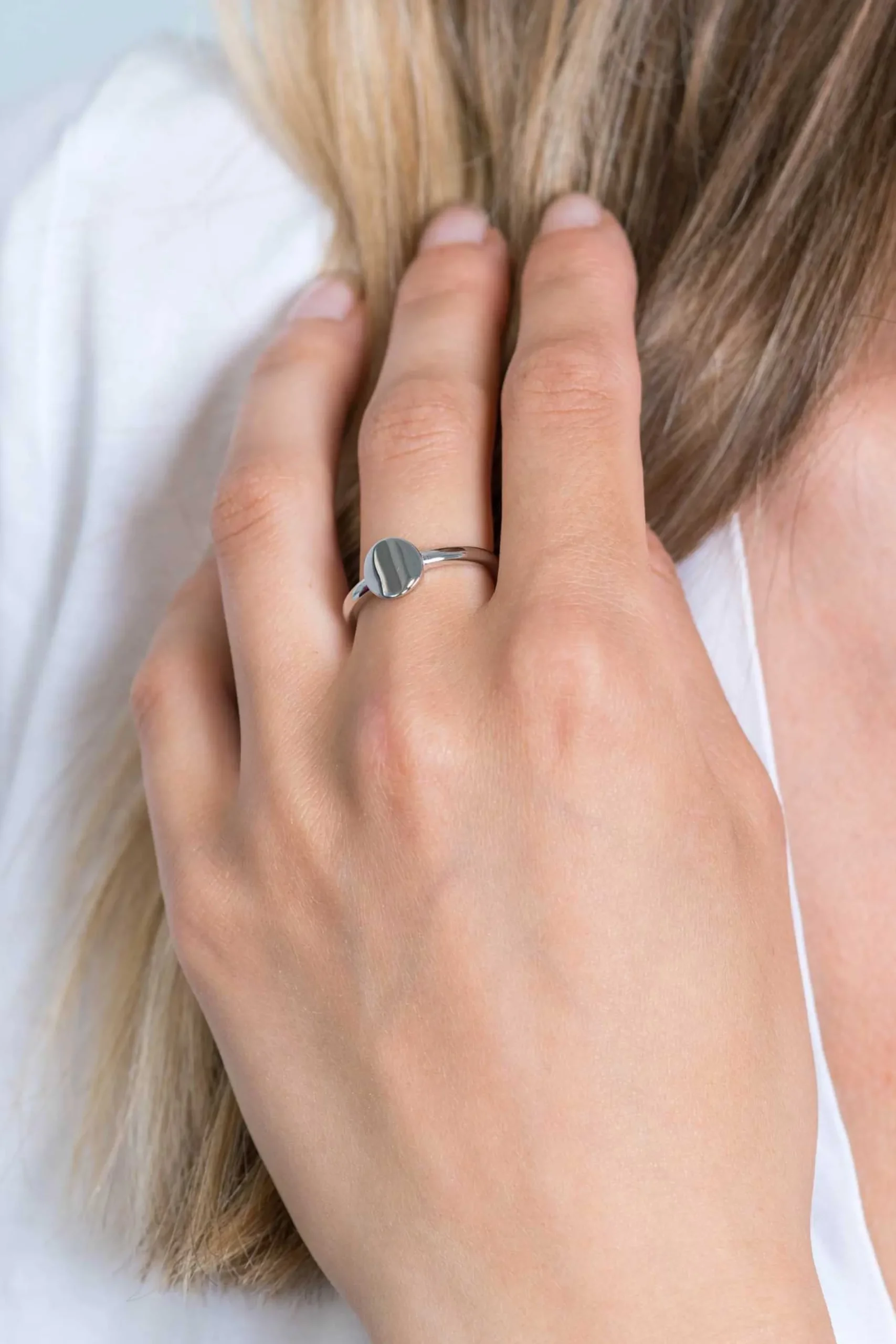 New Zinzi zilveren ring rond glanzend plaatje 8mm ZIR2220
