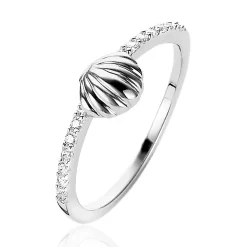 Outlet Zinzi zilveren ring schelp wit ZIR1885