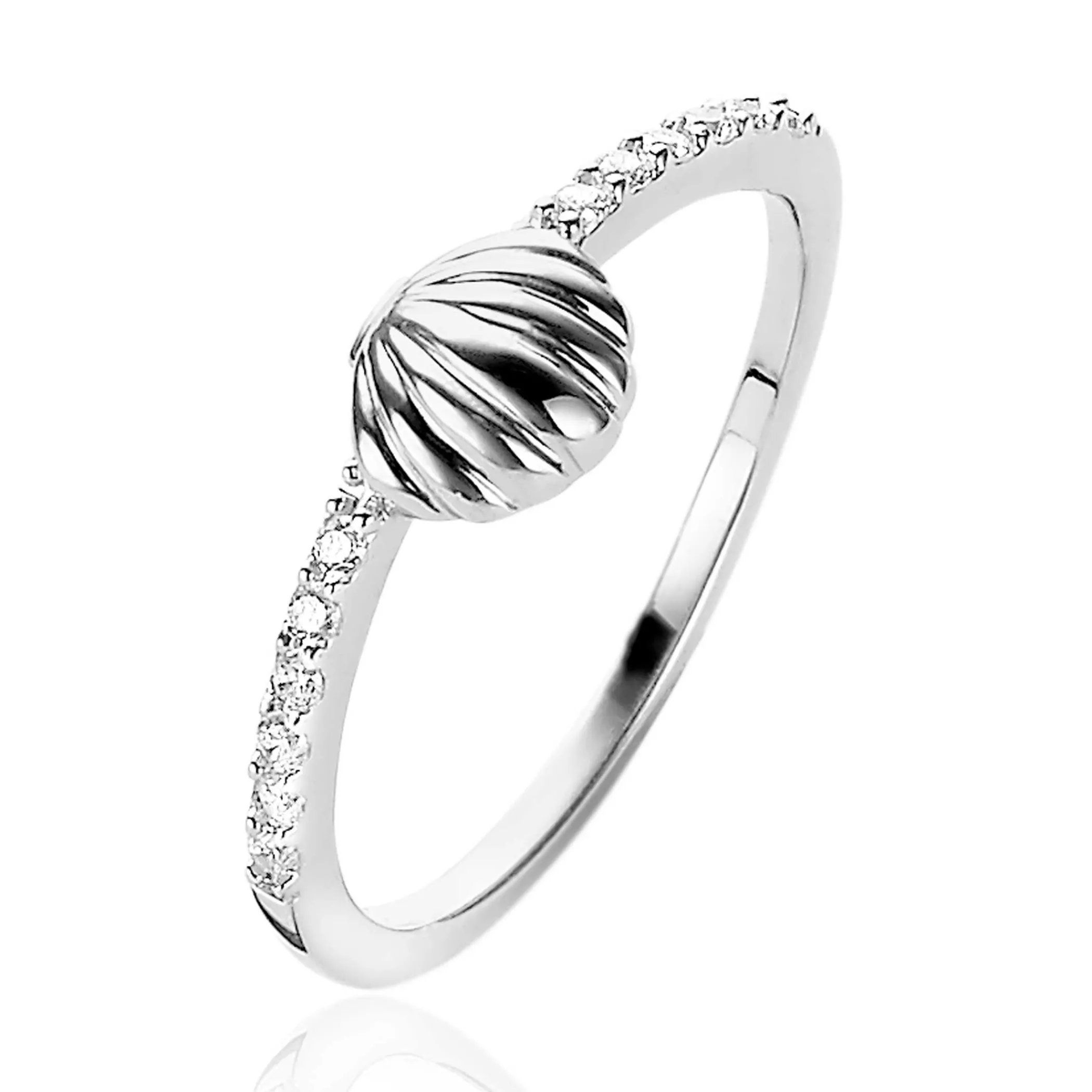 Outlet Zinzi zilveren ring schelp wit ZIR1885