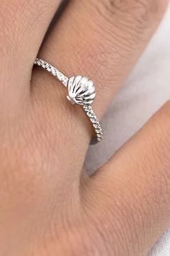 Outlet Zinzi zilveren ring schelp wit ZIR1885