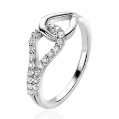 Best Zinzi zilveren ring symboliseert verbondenheid met witte zirconia's ZIR2119