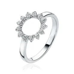Outlet Zinzi zilveren ring zon wit ZIR1883