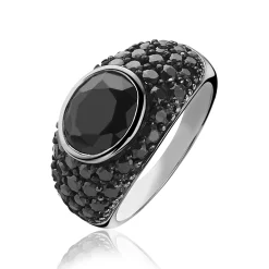 Zinzi zilveren ring zwart ZIR1045Z