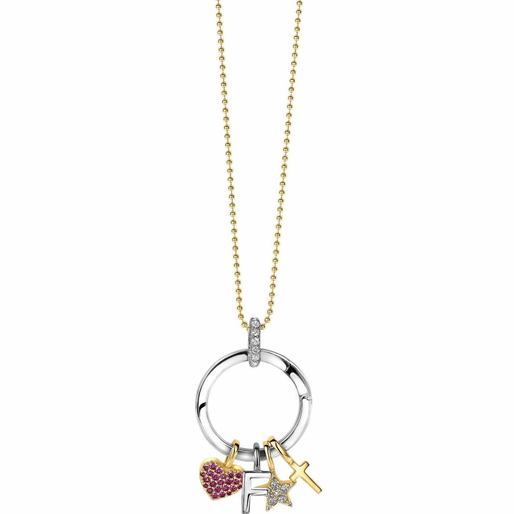 New Zinzi zilveren ronde hanger 21mm met sluitring wit ZIH2061 (zonder collier)