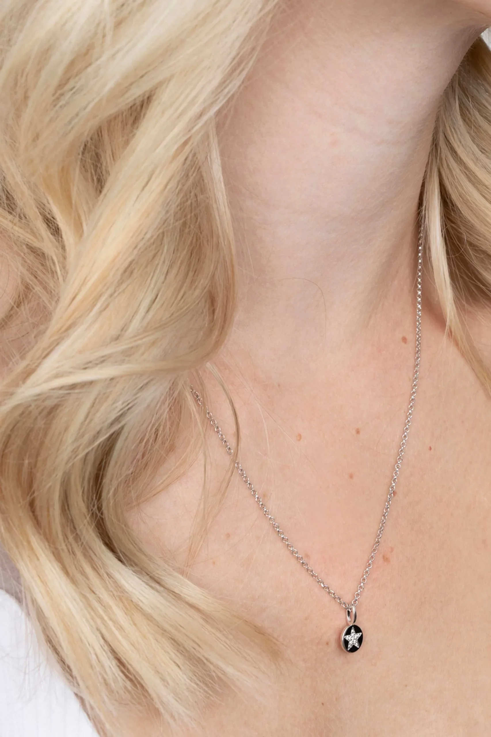 Hot Zinzi zilveren ronde hanger ster wit ZIH2066 (zonder collier)