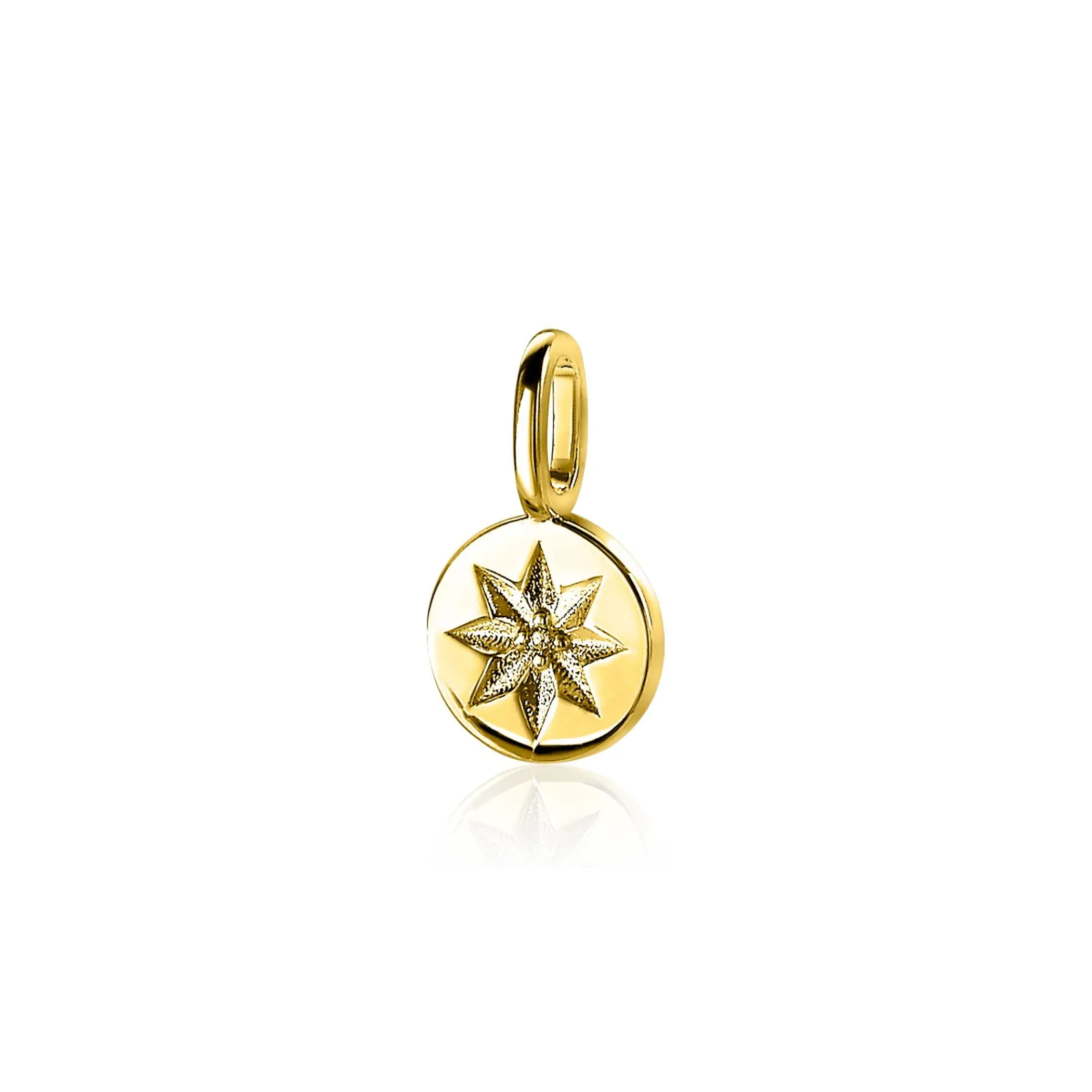 New Zinzi zilveren ronde hanger geel verguld zonnetje ZIH2068G (zonder collier)