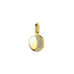 Best Zinzi zilveren ronde hanger geel verguld halve maan wit ZIH2067G (zonder collier)