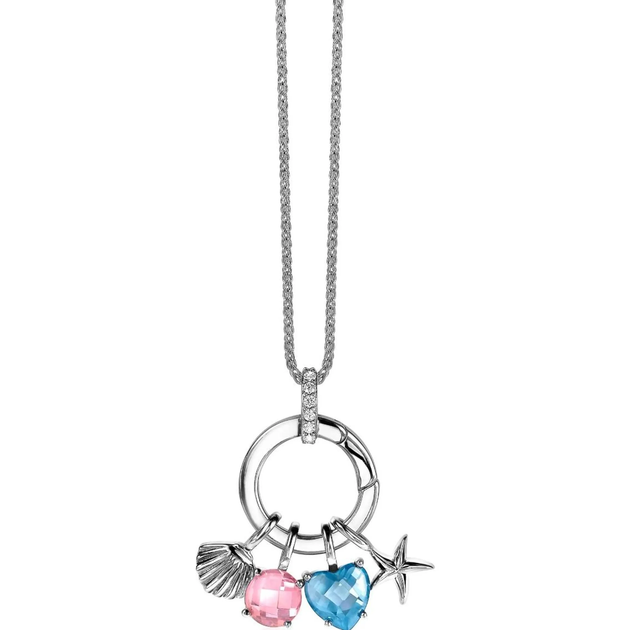 Discount Zinzi zilveren ronde hanger 17mm met sluitring wit ZIH2060 (zonder collier)