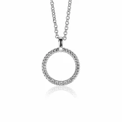 New Zinzi zilveren ronde hanger 22mm gedraaid witte zirconia ZIH2128 (zonder collier)