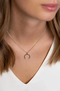 New Zinzi zilveren ronde hanger 22mm gedraaid witte zirconia ZIH2128 (zonder collier)