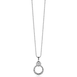 Zinzi zilveren ronde hanger 20mm gedraaid motief, bezet met witte zirconia's ZIH2390 (zonder collier)