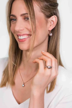 Clearance Zinzi zilveren rosé vergulde hanger rond witte zirconia ZIH3