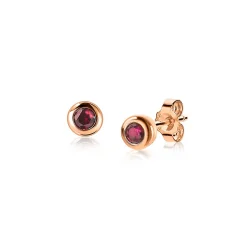 Clearance Zinzi zilveren rosé vergulde oorknoppen 4mm rode kleursteen ZIO1177RR