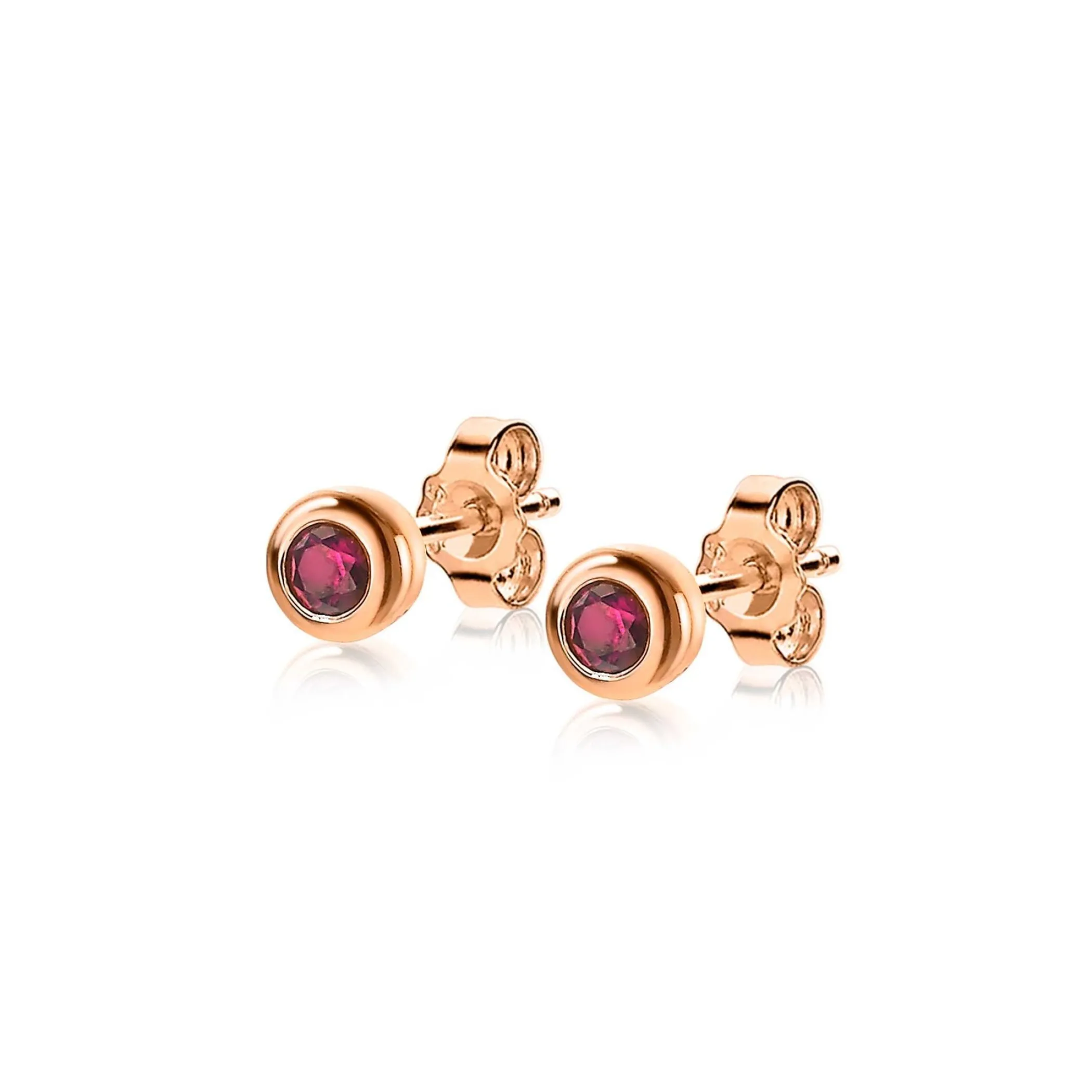 Clearance Zinzi zilveren rosé vergulde oorknoppen 4mm rode kleursteen ZIO1177RR