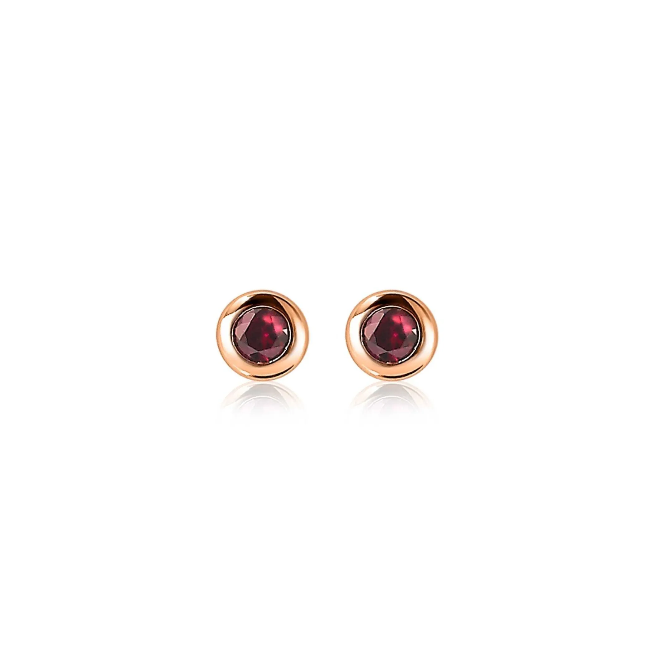 Clearance Zinzi zilveren rosé vergulde oorknoppen 4mm rode kleursteen ZIO1177RR