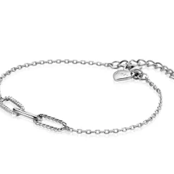Sale Zinzi zilveren schakel armband met drie paperclip schakels, glad bewerkt witte zirconia's ZIA2330