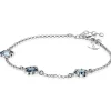 Discount Zinzi zilveren schakel armband met twee lichtblauwe klavers en een donkerblauwe klaver in het midden 17-20cm ZIA2663B