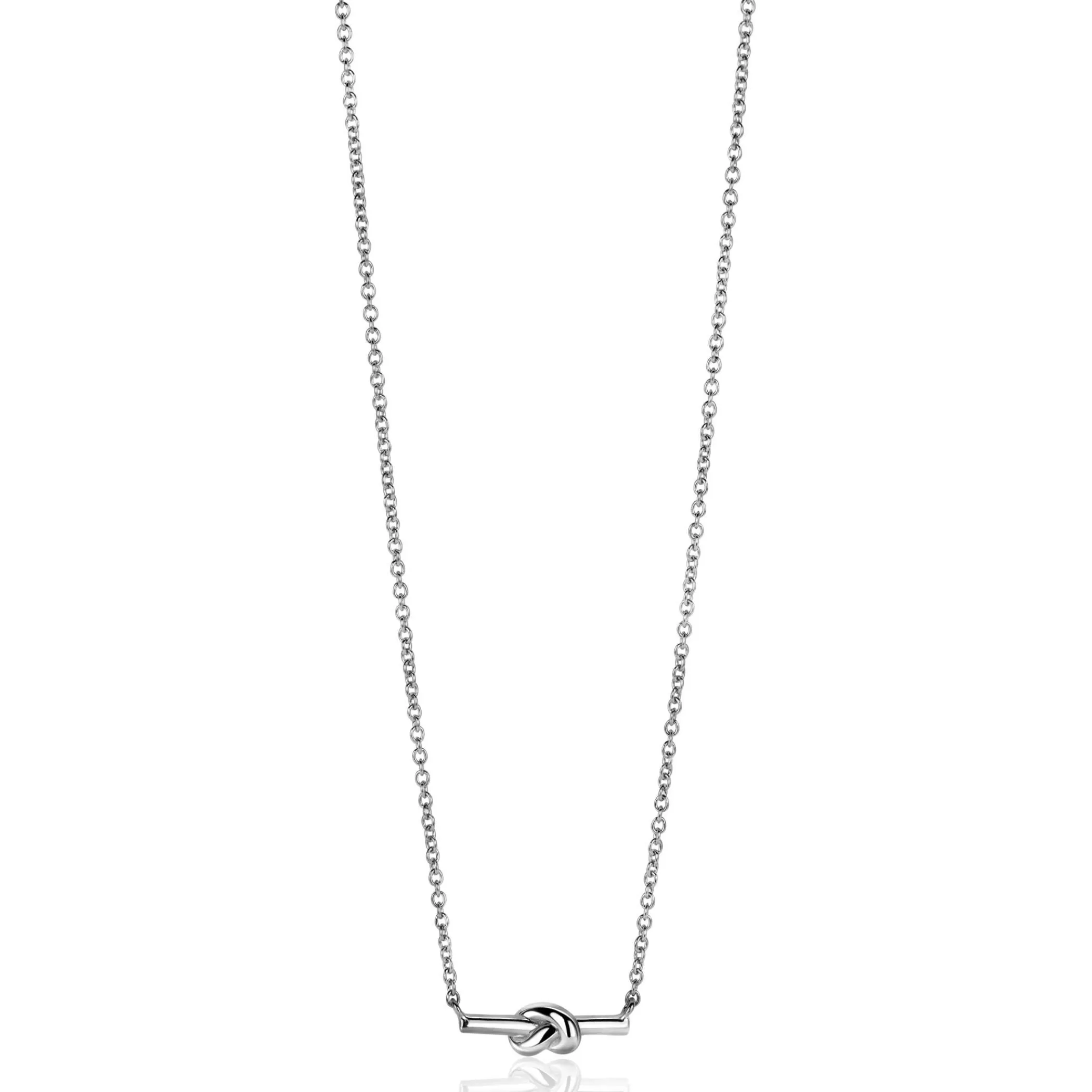 Hot Zinzi zilveren schakel ketting met staafje en trendy knoop 45-48cm ZIC2613