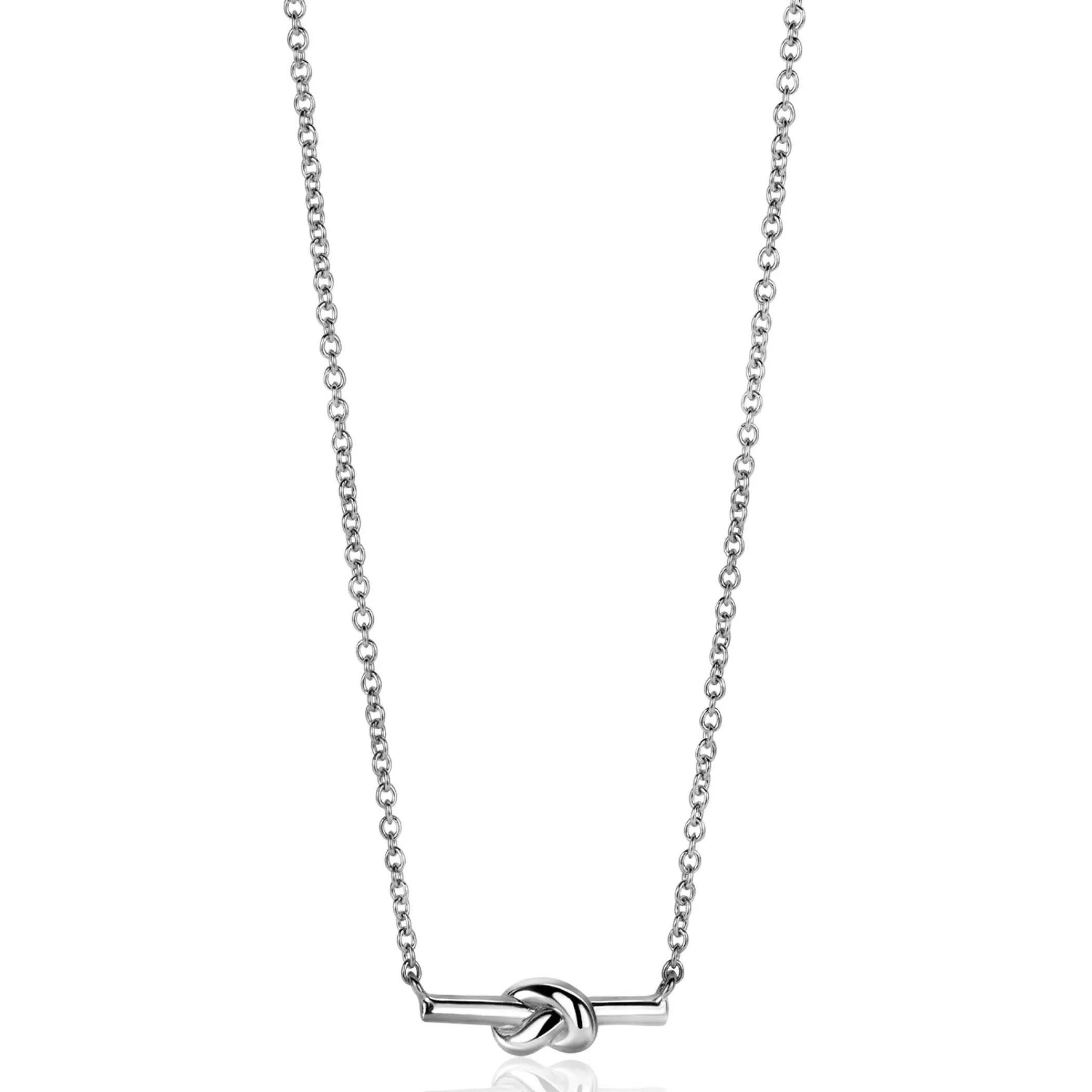 Hot Zinzi zilveren schakel ketting met staafje en trendy knoop 45-48cm ZIC2613