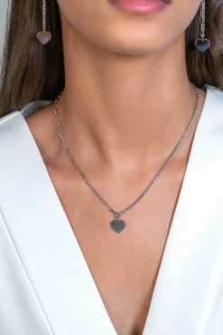 Best Zinzi zilveren schakel ketting met twee trendy schakels en glad hart 40-45cm ZIC2381