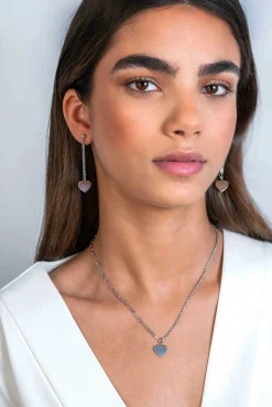 Best Zinzi zilveren schakel ketting met twee trendy schakels en glad hart 40-45cm ZIC2381