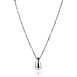 Hot Zinzi zilveren schakel ketting met druppelvormige hanger (15mm) bezet met vier witte zirkonia's 42-45 cm ZIC2655