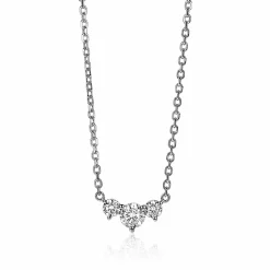 Discount Zinzi zilveren schakel ketting ronde zirconia's 42-45cm ZIC2136