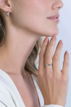 Outlet Zinzi zilveren schakel ring met ovale schakels ZIR2115