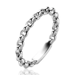 Hot Zinzi zilveren schakel ring met trendy jasseron schakels 3mm breed ZIR2622