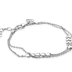 Hot Zinzi zilveren schakelarmband met hartjes 17-20cm ZIA1940