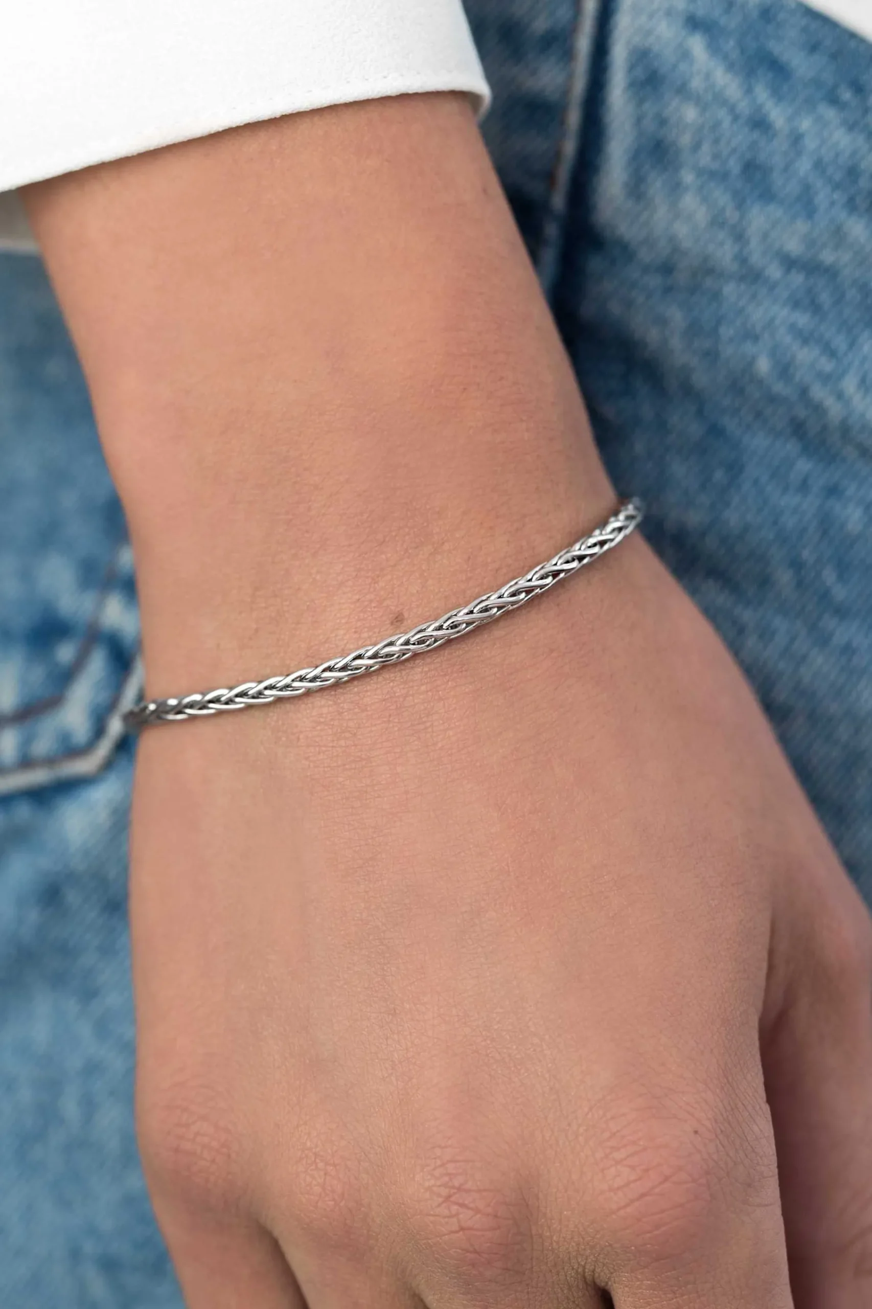 New Zinzi zilveren schakelarmband palmier massief 3mm breed 18,5cm ZIA1912